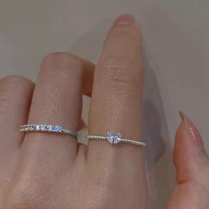 2 PEÇAS ANEL PRATA OU DOURADO COM DECORAÇÃO DE ZIRCÃO