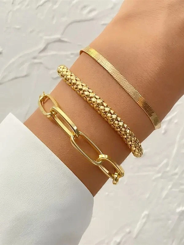 3 PEÇAS/CONJUNTO MINIMALISTA PULSEIRA DE CORRENTE
